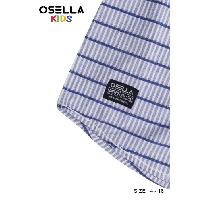 Osella Baju Anak Laki-Laki Kemeja Lengan Panjang Koko Stripe Blue-3