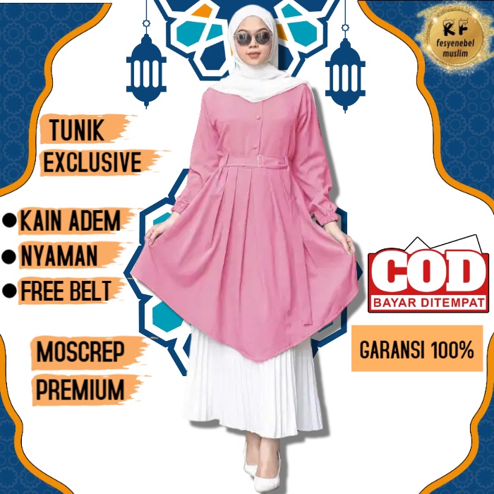 Baju Atasan Tunik Remaja Terbaru Tunik Wanita Kekinian BESTSELLER Fashion Remaja Tunik Dusty Pink Tu