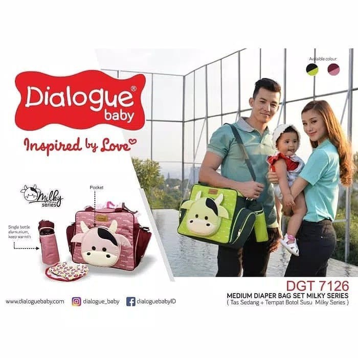 DIALOGUE BABY MEDIUM DIAPER BAG TAS BAYI SEDANG + TEMPAT BOTOL SUSU MILKY SERIES [DGT7126]