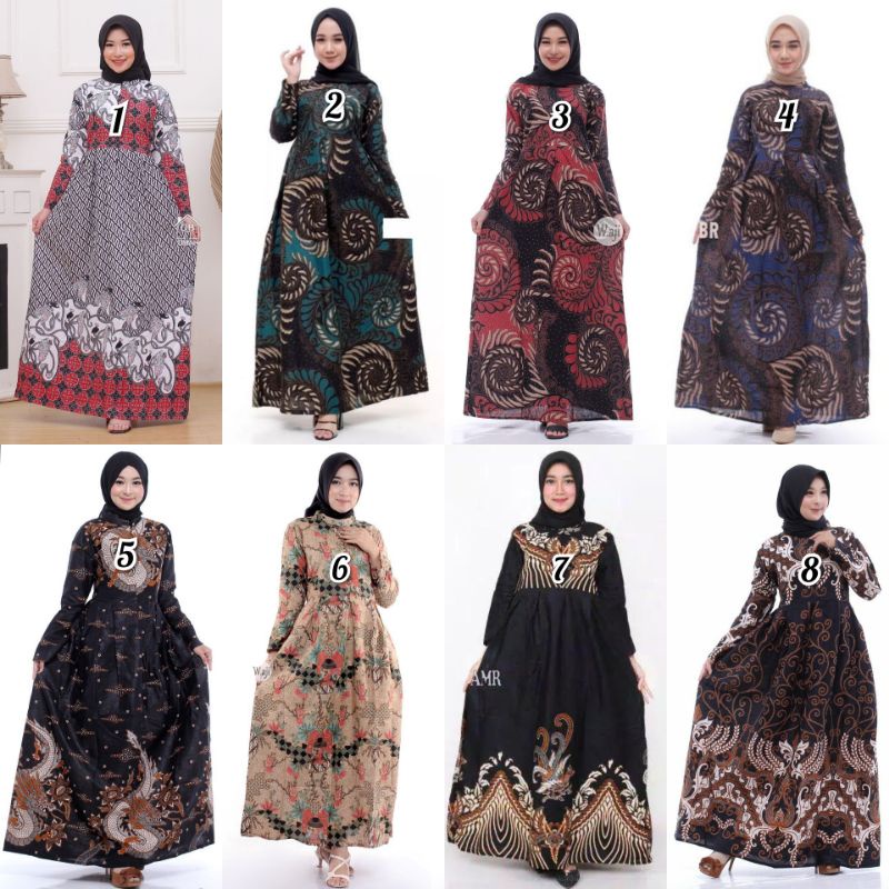 Gamis Batik Dress Panjang Katun Busui Simple Baju Muslim Batik Wanita