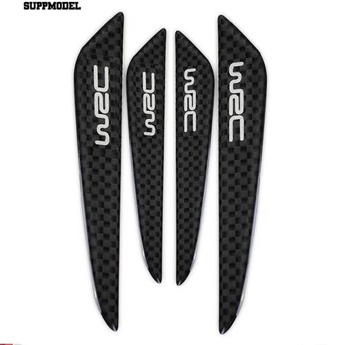 ⏲4 Pcs Carbon Fiber Mobil Side Doors Anti Gores Perlindungan Pengawal Trims Stiker