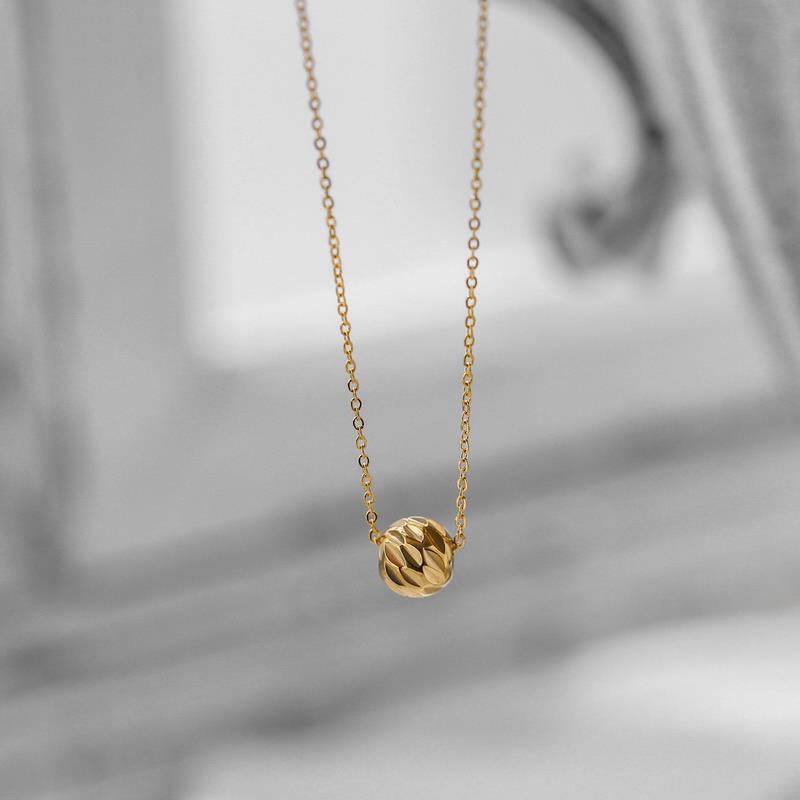 Kalung Titanium Bola Model Mas 24K Vintage Korea Fashion Trending
