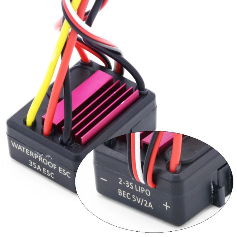 Esc 35a brushless upgrade rc car 1/18 1/16 1/10 wpl d12 d42 mn d90 c24 adventure onroad drift waterp