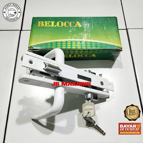 Handle Kunci Pintu Aluminium 1 Set Belocca / Gagang Pintu Aluminium Putih / Handle Pintu Kamar Mandi