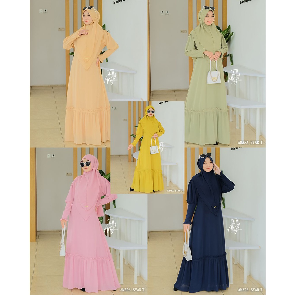 Gamis Amara Syari  ori EllyArsy ceruty babydoll premium