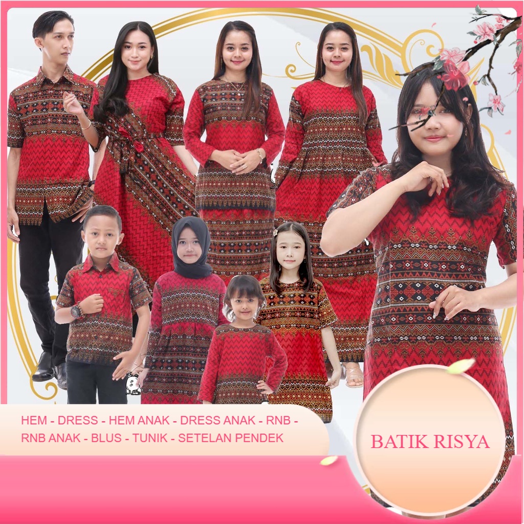 Pakaian Keluarga Risya - Ibu Bapak Anak - Motif Songket Tenun Anjani - Dress Tunik Blus Hem Kemeja G