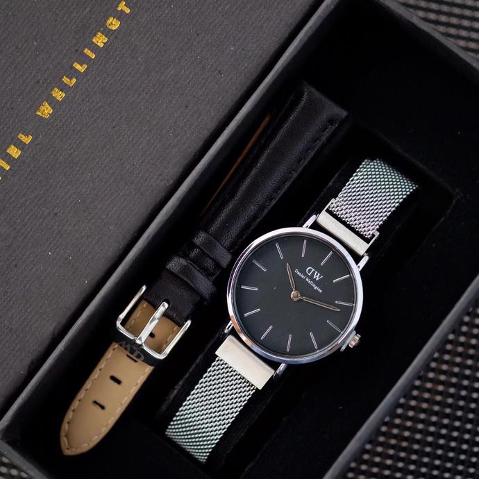 NEW PRODUCT JAM TANGAN WANITA DANIEL WELLINGTON DW MAGNET LADIES SILVER BLACK TERLARIS