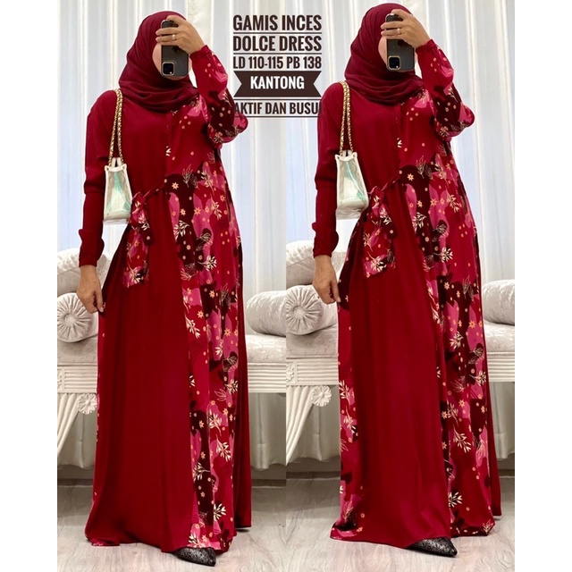Daster Arab Dolce INCES Long Dress Rayon lengan