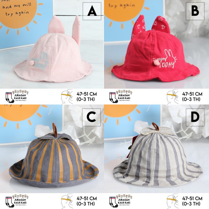 Star Topi Pantai Bayi Anak Cewek Cowok Impor Motif Kelinci Lucu Termurah Terbatas