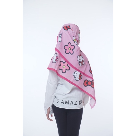 PASHMINA MOTIF HELLOKITTY / PASHMINA ANAK / HIJAB ANAK / JILBAB ANAK / KERUDUNG ANAK