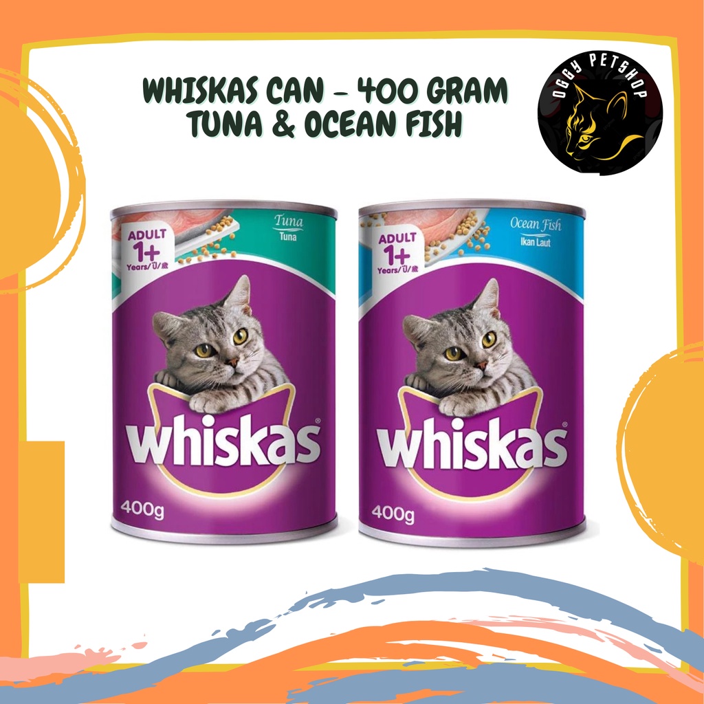 Whiskas Kaleng ADULT 400gr Wiskash - Makanan Kucing Kemasan Kaleng  Rasa Tuna dan Ocean Fish