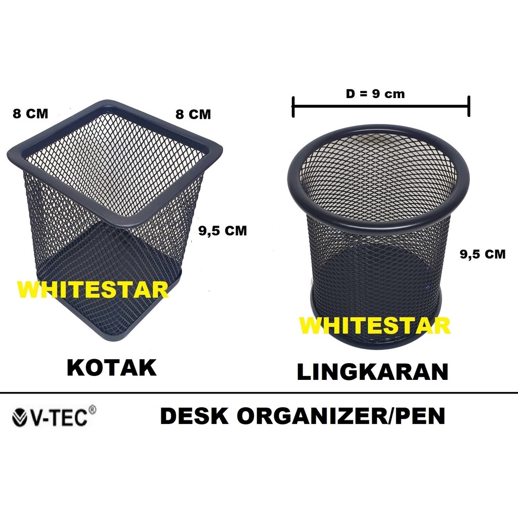 

desk oganizer pencil cup / pen holder / tempat pensil bentuk kotak / lingkaran - v-tec