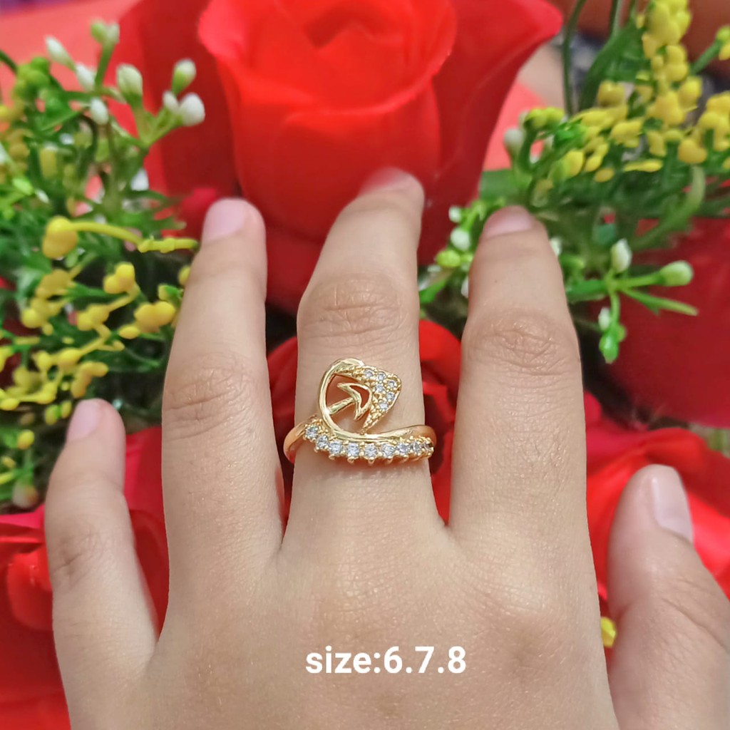 Cincin Dewasa Permata Zircon Gold Perhiasan Wanita (COD)