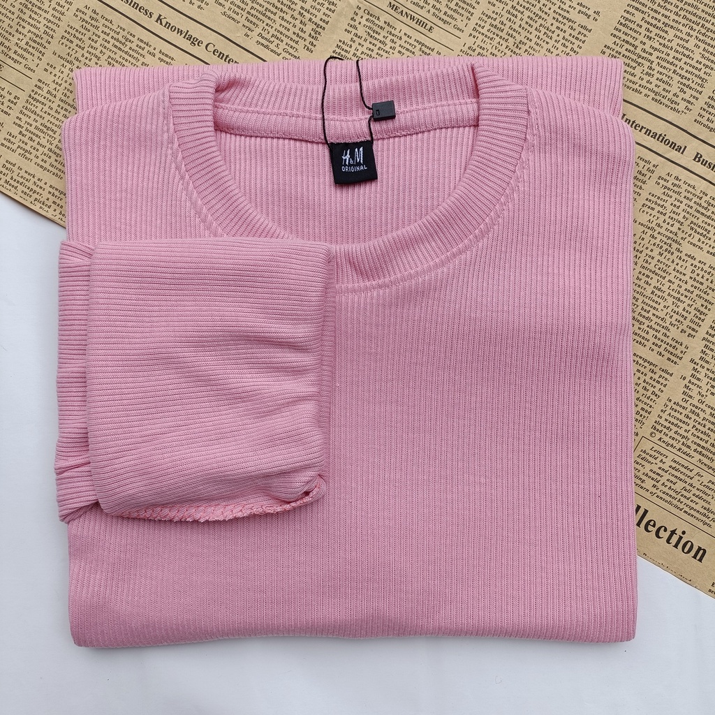 PART II Kaos Rib Premium / Kaos Grosir / Kaos Rib Premium Tebal / Kaos Lengan Panjang Termurah-Pink Baby