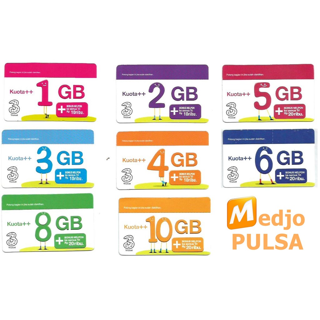 Voucher Paket Kuota Data Internet Tri/3/Three 1GB,2GB,3GB ...