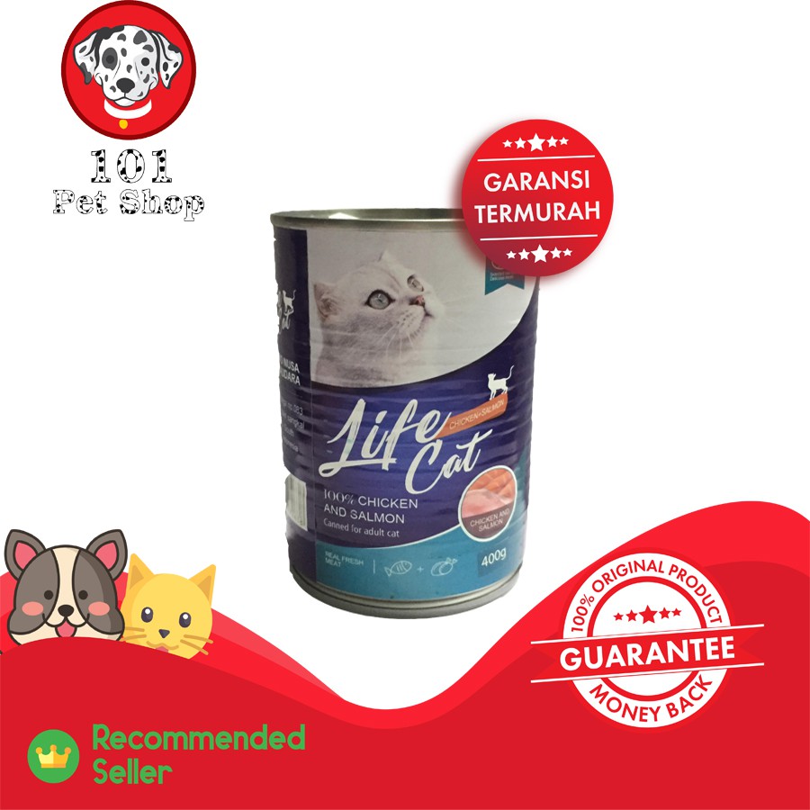 Makanan kucing life cat wet food kaleng 400gr - adult chicken salmon