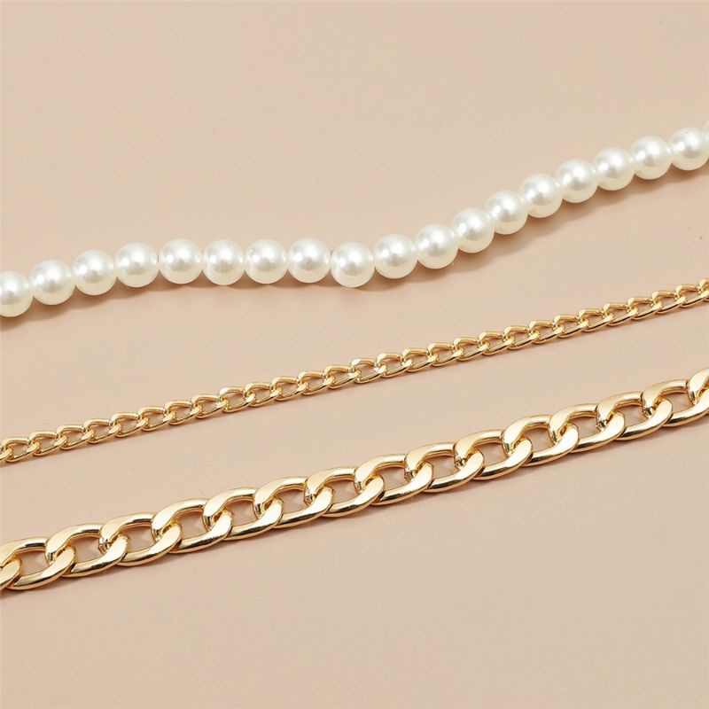 Kalung Rantai Korea Triple Layer Susun Mutiara Korean Pearl Multilayer Necklace Kalung Susun Tumpuk