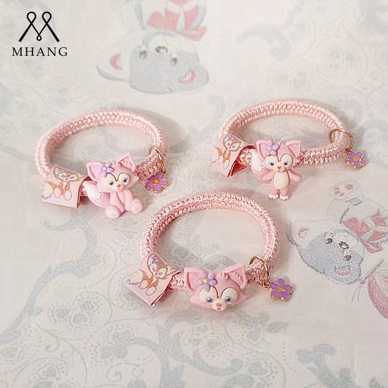 Gelang Tangan Tali Kepang Aksen Kartun Rubah Pink Lucu Ala Korea Untuk Wanita