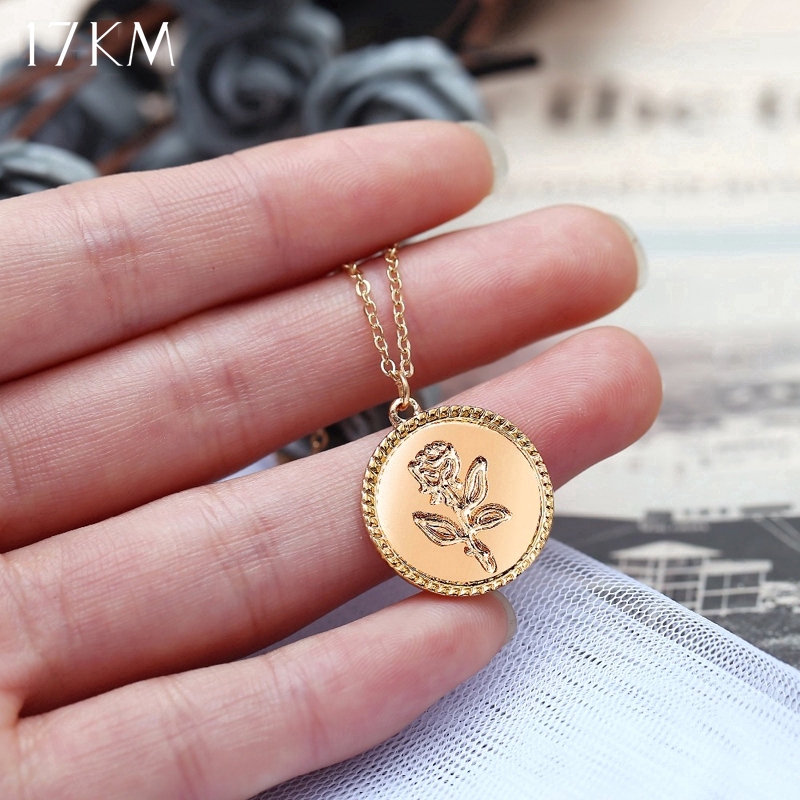 Kalung Rantai Lapis Emas dengan Liontin Bunga Mawar Gaya Kalung Rantai Lapis Emas dengan Liontin Bunga Mawar Gaya