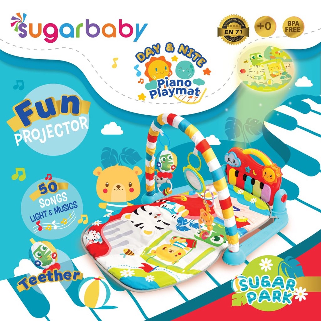 Sugar Baby Day and Nite Piano Playmat with Fun Projector Bayi Mainan Bayi