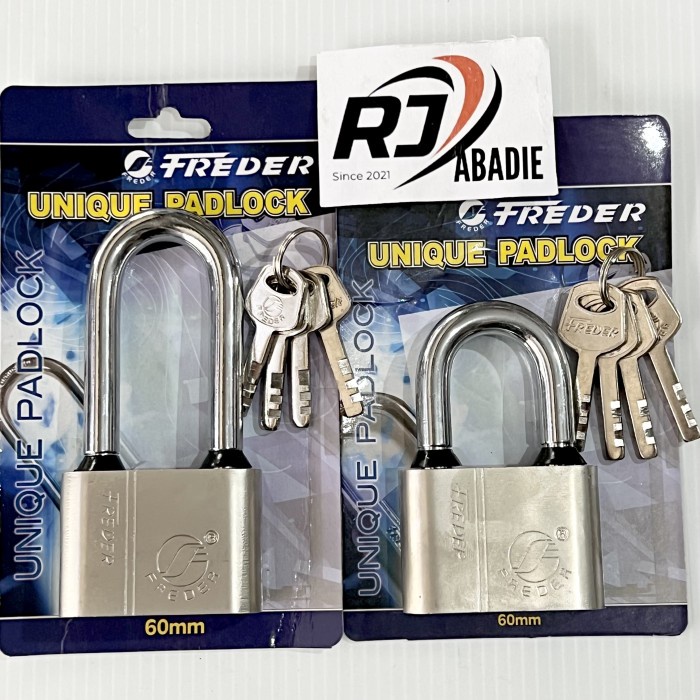 Gembok Besi Unique Padlock Chrome FREDER 60 MM Leher Pendek / Panjang