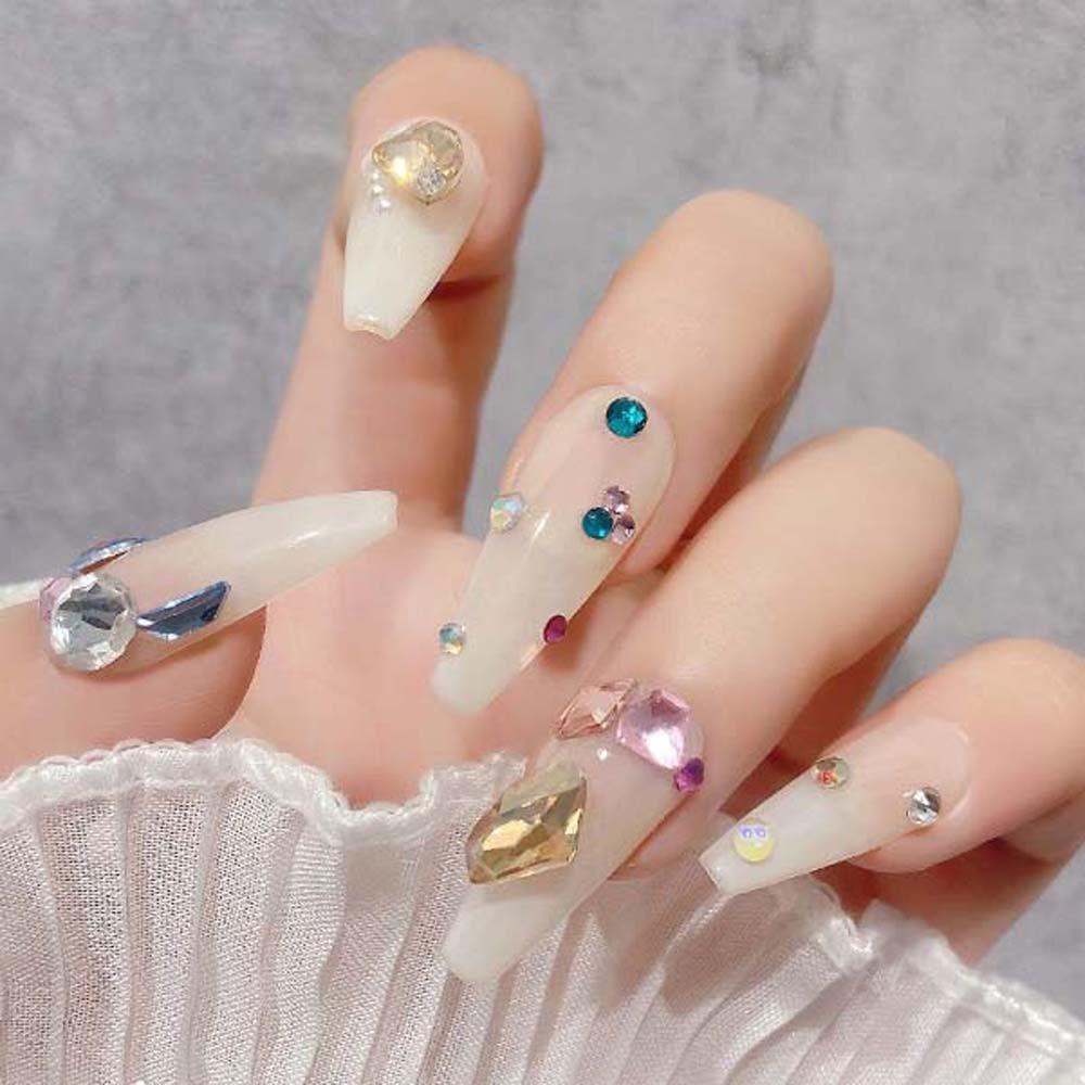 Mxbeauty Aurora Nail Art Rhinestones Wanita Fashion Berbentuk Tidak Teratur Korea Nail Drills Hiasan Kuku 3D Perhiasan Kuku