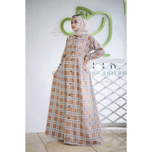 Tartan Dress ORI By Venyta Fashion // Gamis Shakilla Mix Tiffani Crep// Gamis Muslimah