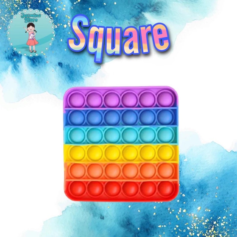 Ready Pop It Rainbow Murah/Fidget Pop It Rainbow Free Kelereng/Free Bonus-Square