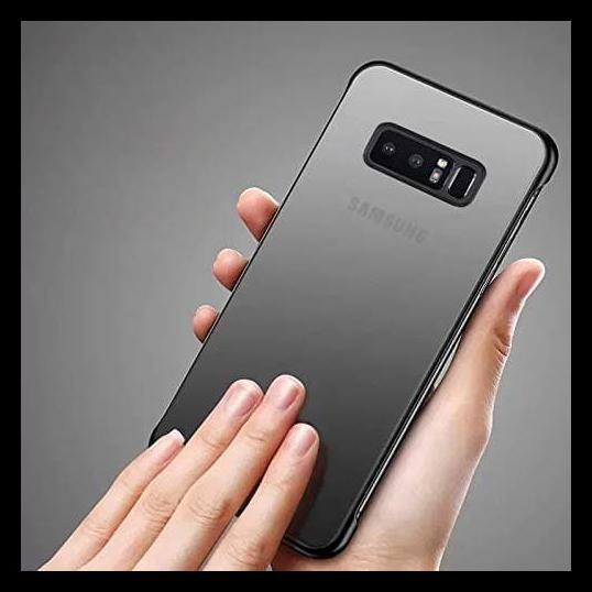 Samsung Note 8 Case Frameless Transparant Stand Ring Casing - Hitam