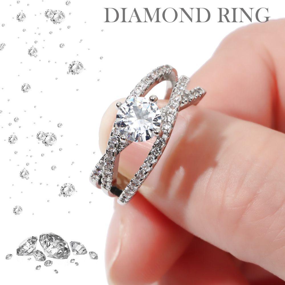 Cincin Berlian LILY Hadiah D Warna Pernikahan Pasangan Open Ring