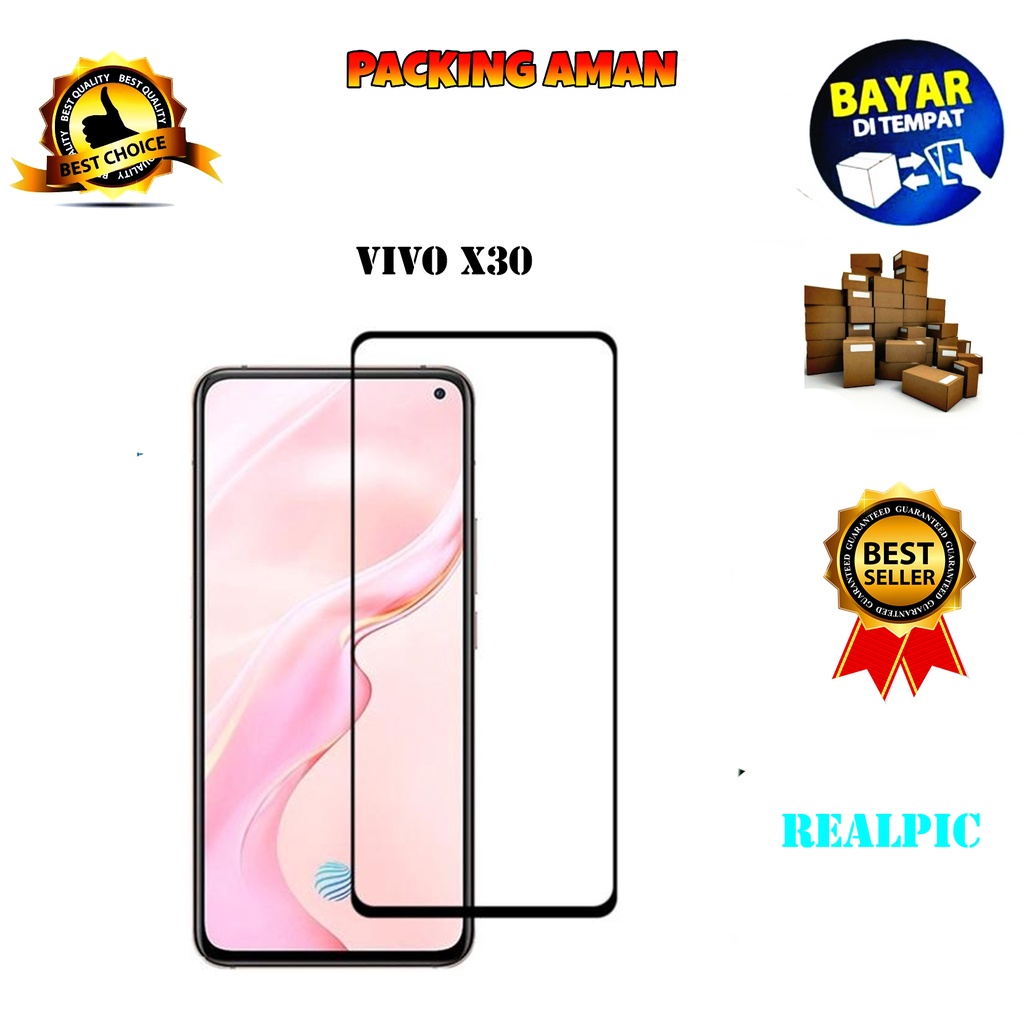 Tempered Glass Vivo X30 Full Cover / Full Screen Protector Anti Gores