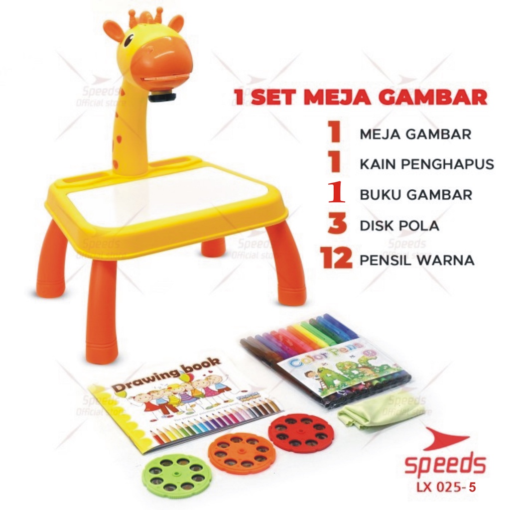 Meja Gambar Anak Proyektor Meja Belajar Proyektor Anak SPEEDS  025-5 - PINK(MINI) M
