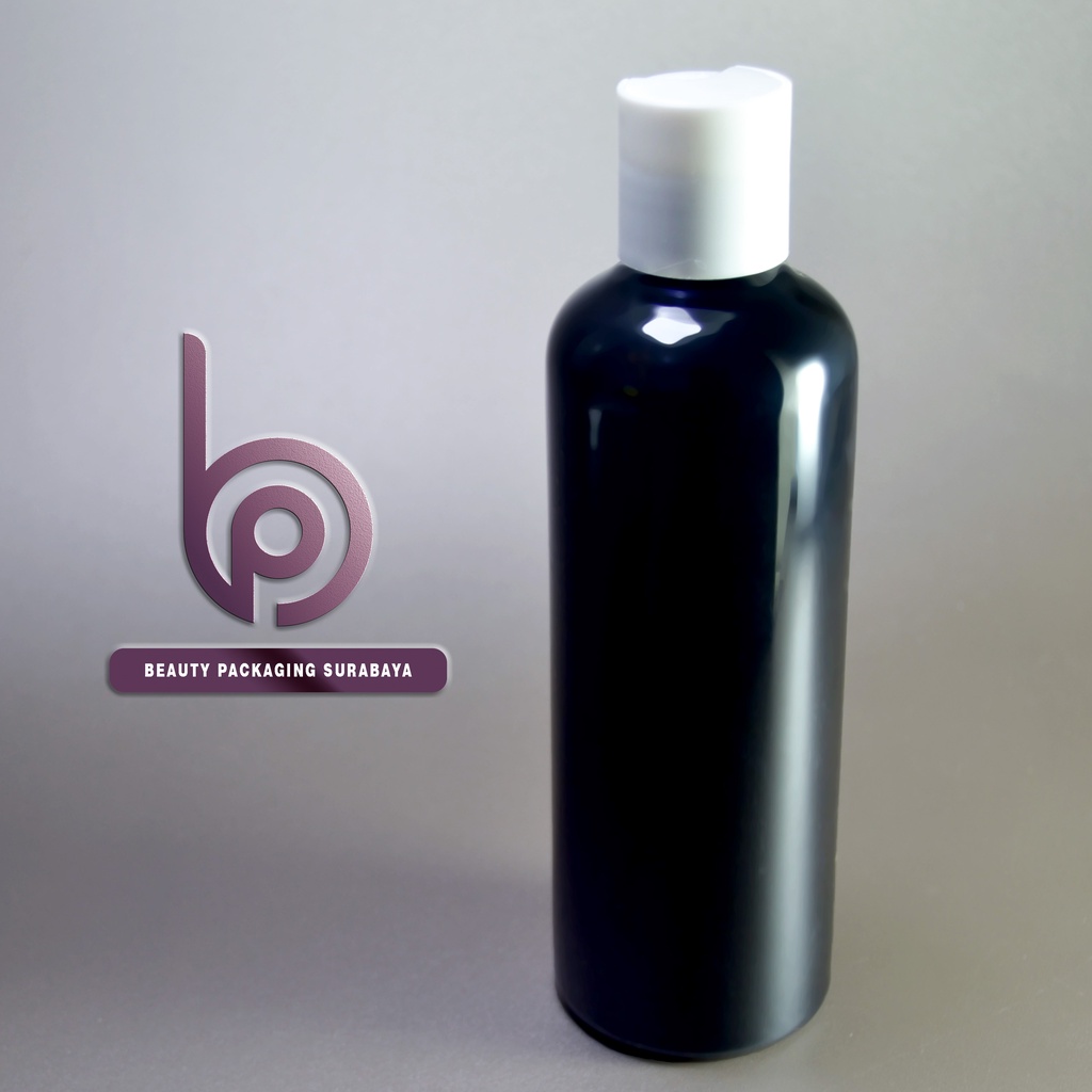 Botol Plastik PET 250ml BR Hitam Tutup Presstop