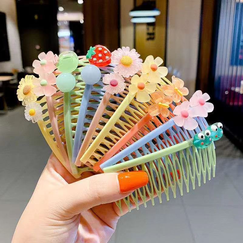 Sirkam 5in1 Anak Perempuan Sirkam Rambut Plastik Motif Cartoon Fashion Lady Accessories Korean