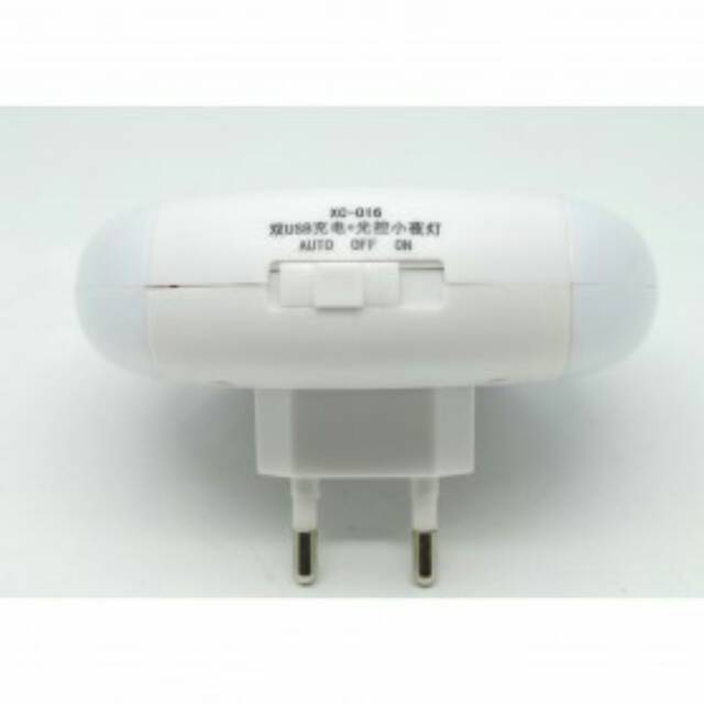 Lampu Tidur LED Sensor Cahaya dengan 2 Port USB