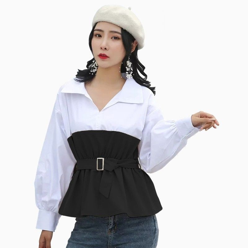 Blus Lengan panjang Gaya Korea Variasi krah kemeja model terbaru - Givtha Production Earth