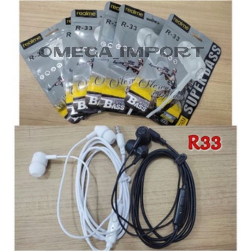 (OM) HF HEADSET REALME R-33 + MIC SUPERR BASS