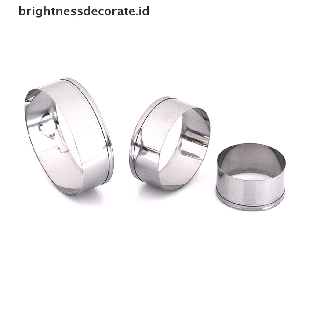 3pcs / set Cetakan Biskuit Bentuk Bulat Bahan Stainless Steel