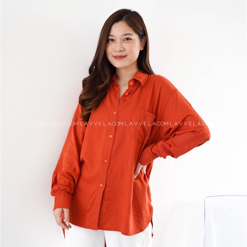 LAVVELA VELOVE BASIC SHIRT KEMEJA RAYON TWILL KEMEJA KANTOR FORMAL POLOS OVERSIZE