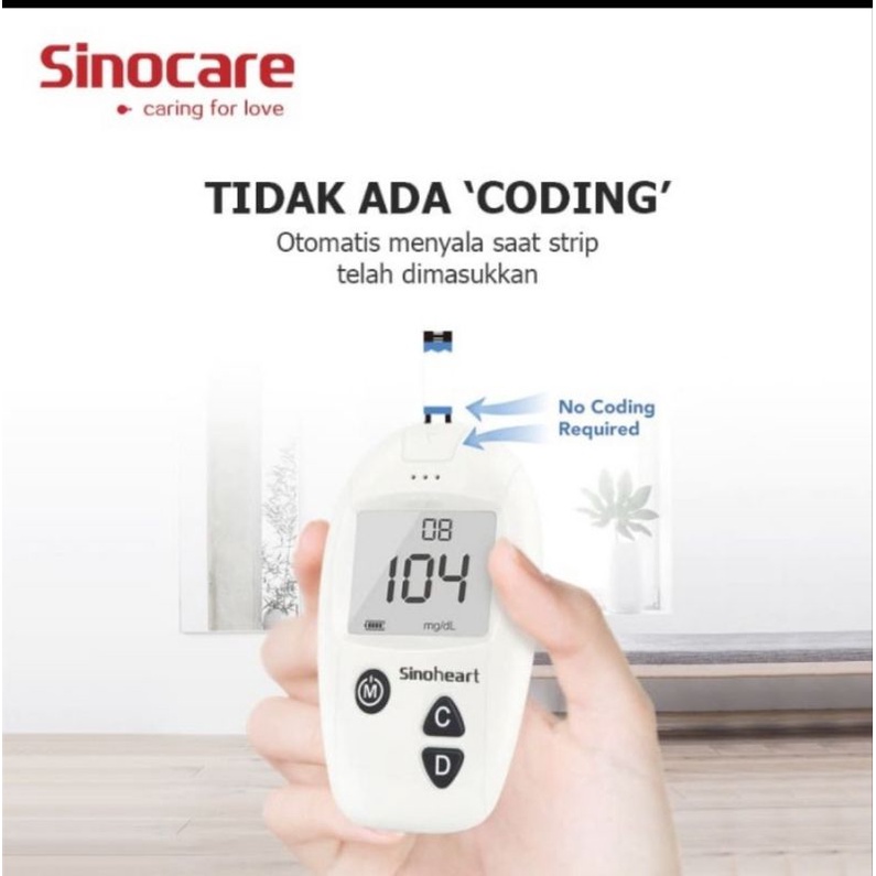 Alat Cek Gula darah/sinocare safe accu/Mesin cek gula sinoheartSinocare Safe-Accu Alat Cek Gula DarahRincian produk:- 1 buah Safe-Accu Alat Cek Gula Darah