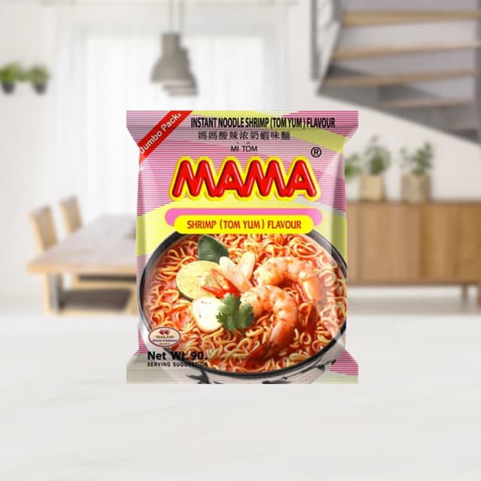 MAMA SHRIMP Tom Yum 90g Mie instan Asli Thailand Mi Tomyum Tomyam