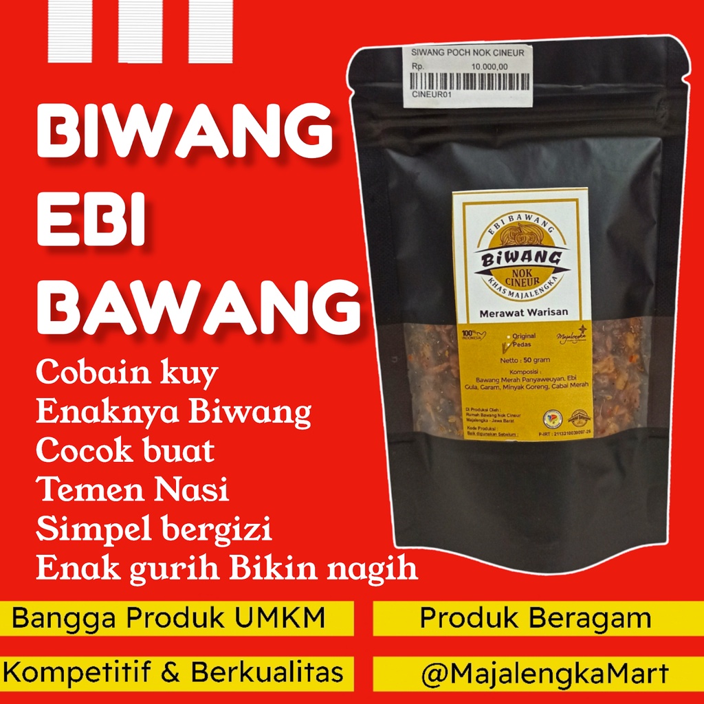 Biwang Ebi Bawang NOK CINEUR Ebi Kering Ebi Bubuk Ebi Bawang Instan Khas Majalengka Mart