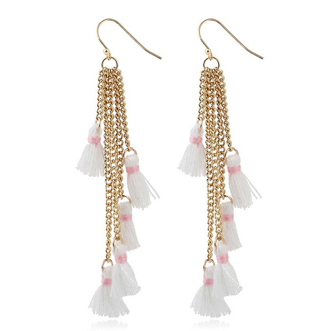 LRC ANting Gantung Bohemia Tassel Decoreated Long Earrings