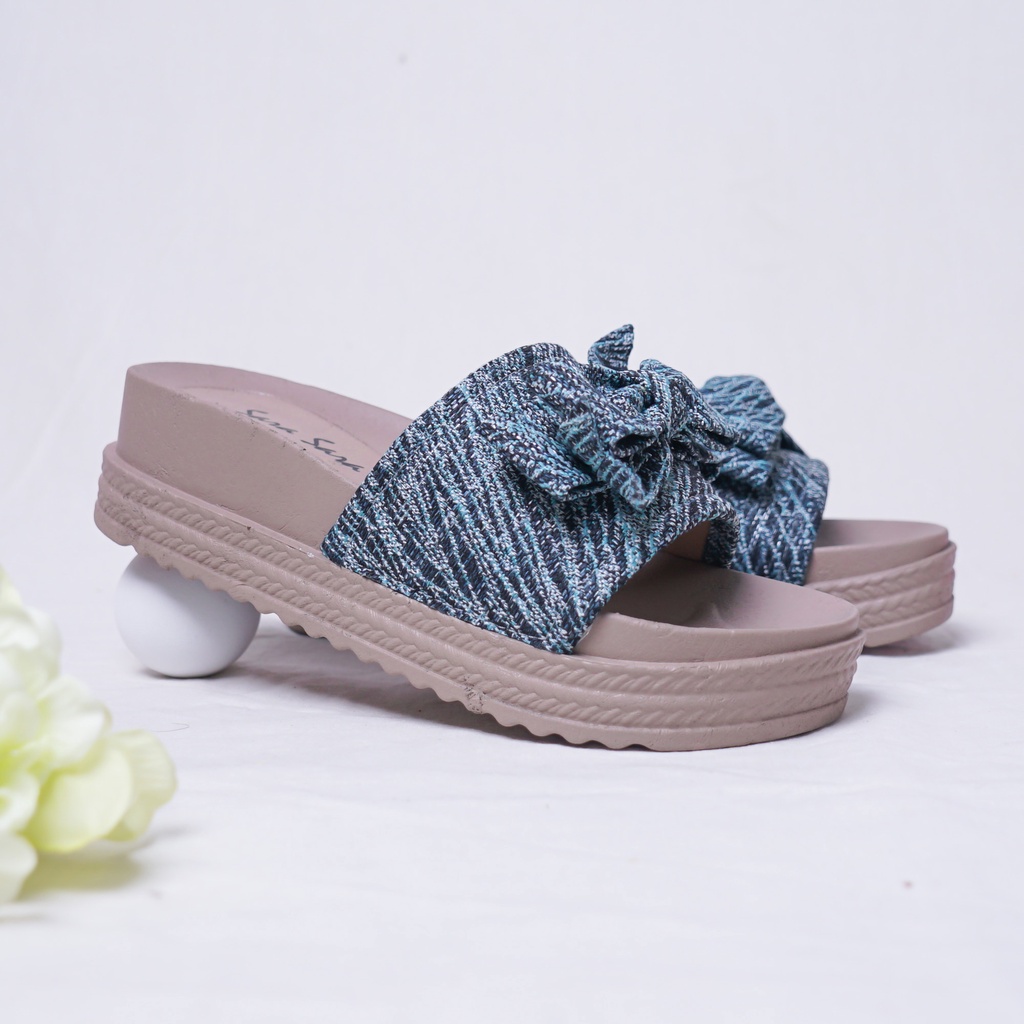 Sara Sara BARA Sandal Wedges wanita casual sandal hak 5 cm kekinian model selop