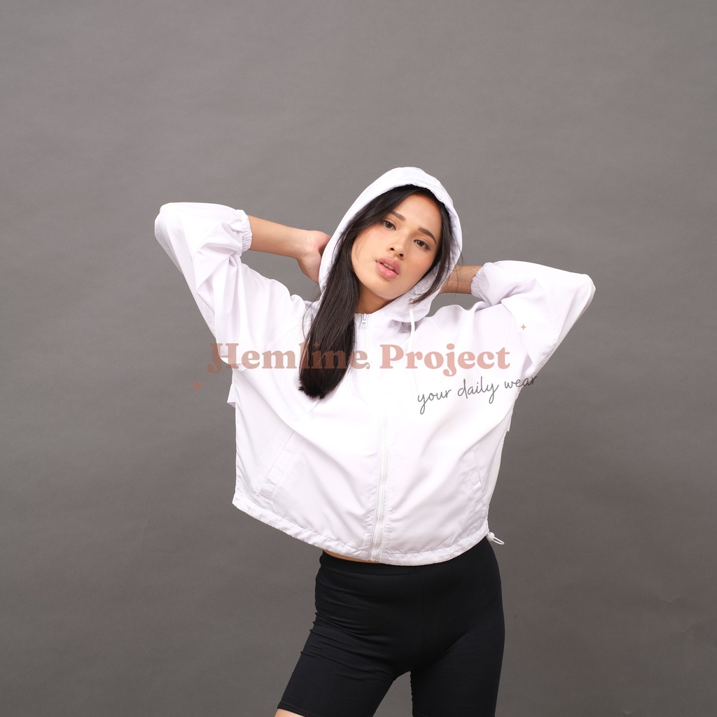 Ganis Oversized Jaket White - Jaket Parasut Hoodie