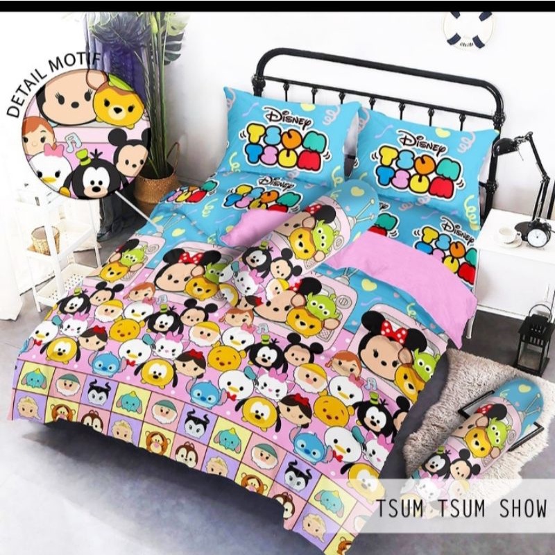 Sprei Karakter Motif Tsum Tsum 160x200 180x200 / Sprei Kintakun Kartun Lucu