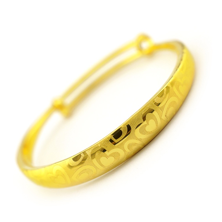 Gelang Tangan Lapis Emas Asli Kadar 375 Motif Print Hati 10mm Untuk Wanita