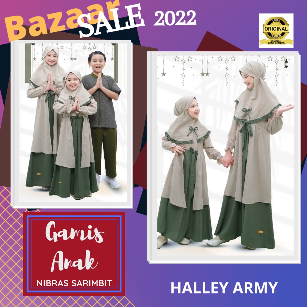 PROMO BIG SALE  NIBRAS GAMIS ANAK HALLEY KHAKI / BAJU GAMIS HIJAB ANAK PEREMPUAN / GAMIS ANAK NIBRAS