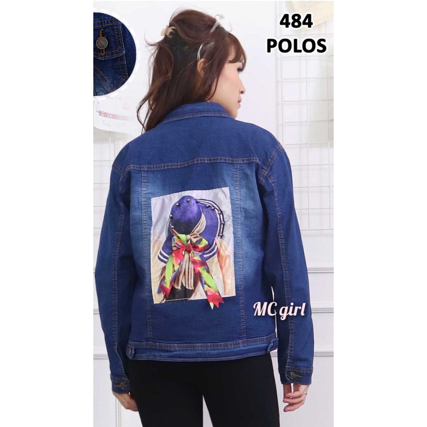 MC girl - Jaket Jeans Polos Gambar Pita 3D Wanita / Jacket Lepis Gambar Belakang Pita Sequin Cewek / Jaket Denim Gambar Pita Belakang