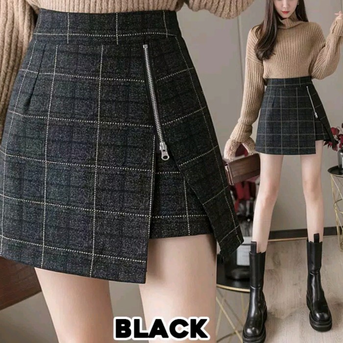 rok celana import skort kotak wanita korea s m l xl xxl xxxl jumbo rok
